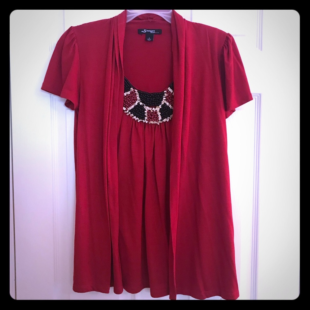 Short sleeve top - Size Small - beading detail
